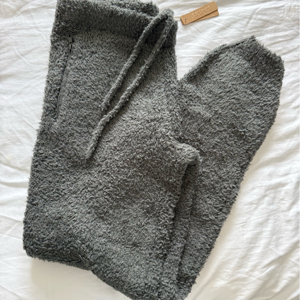 SKIMS Gray and Brown Fleece Joggers